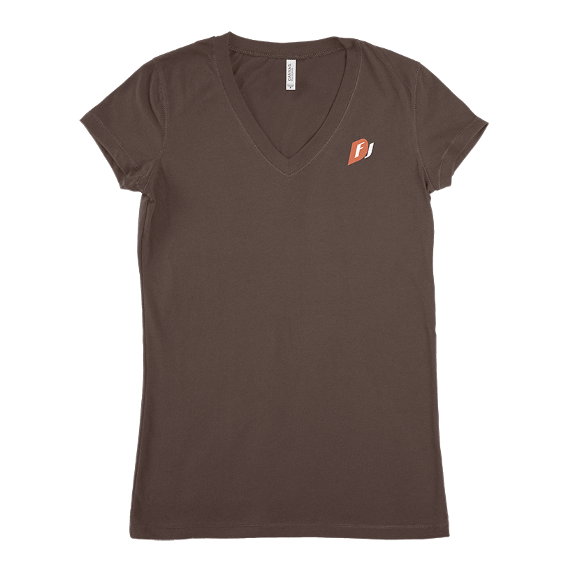 DF Logo Women's V-Neck Shirt Brown